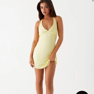 Yellow heavy hearted mini dress, brand new from Peppermayo